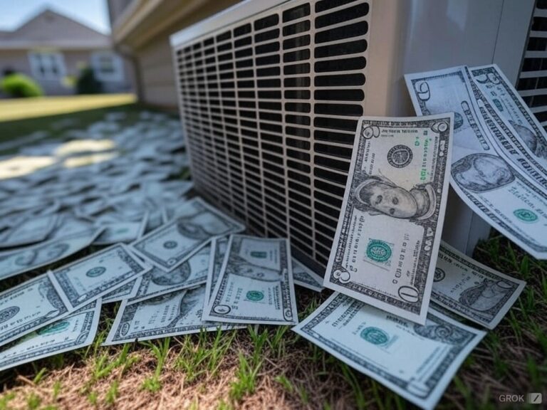 AI generated AC Unit with money coming out