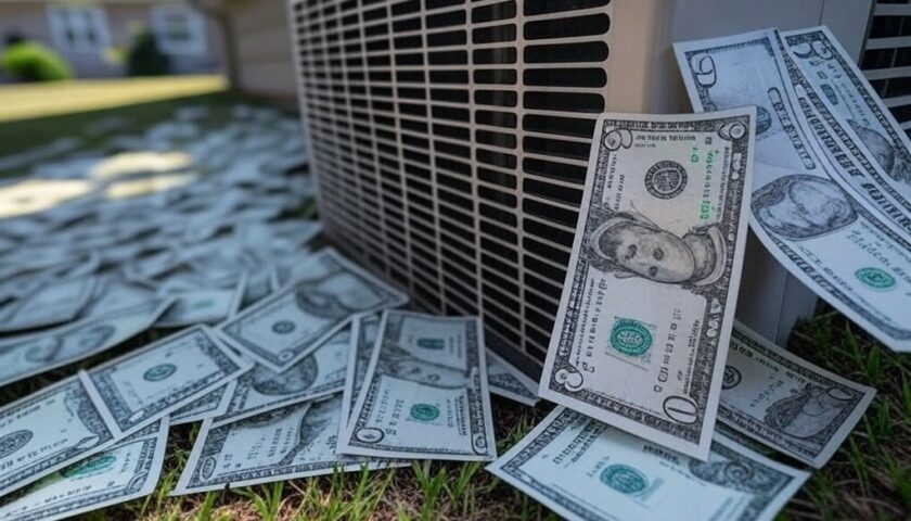 AI generated AC Unit with money coming out