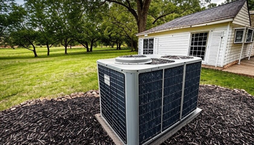 Photo of HVAC unit outside a home that just got repaired and replaced and installed